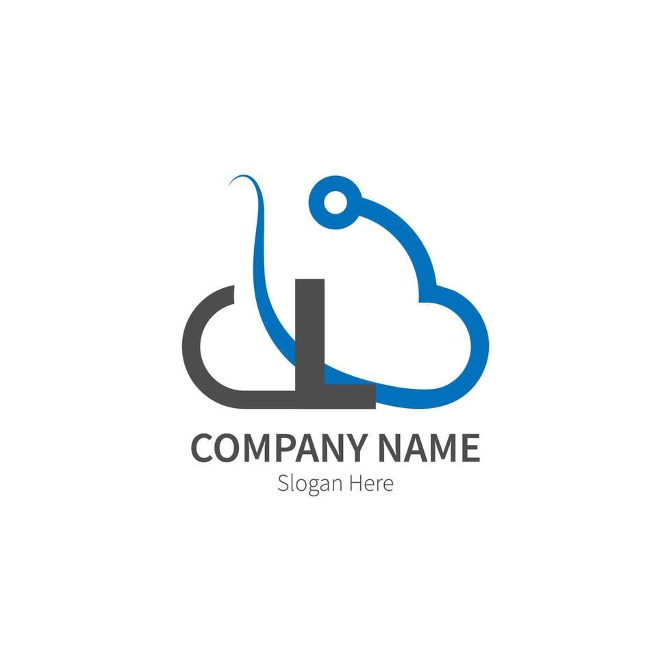 Letter L  combined with cloud technology icon logo vector
