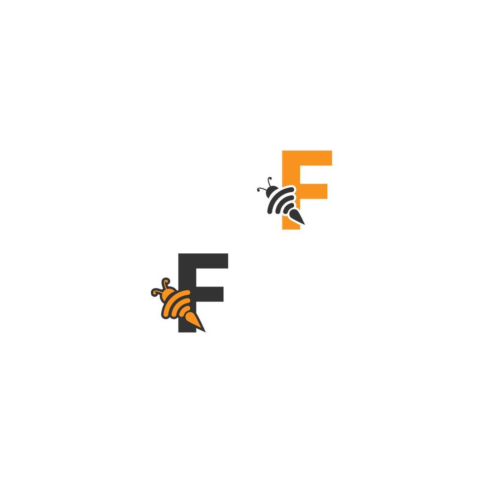 Letter F bee icon  creative design logo vector