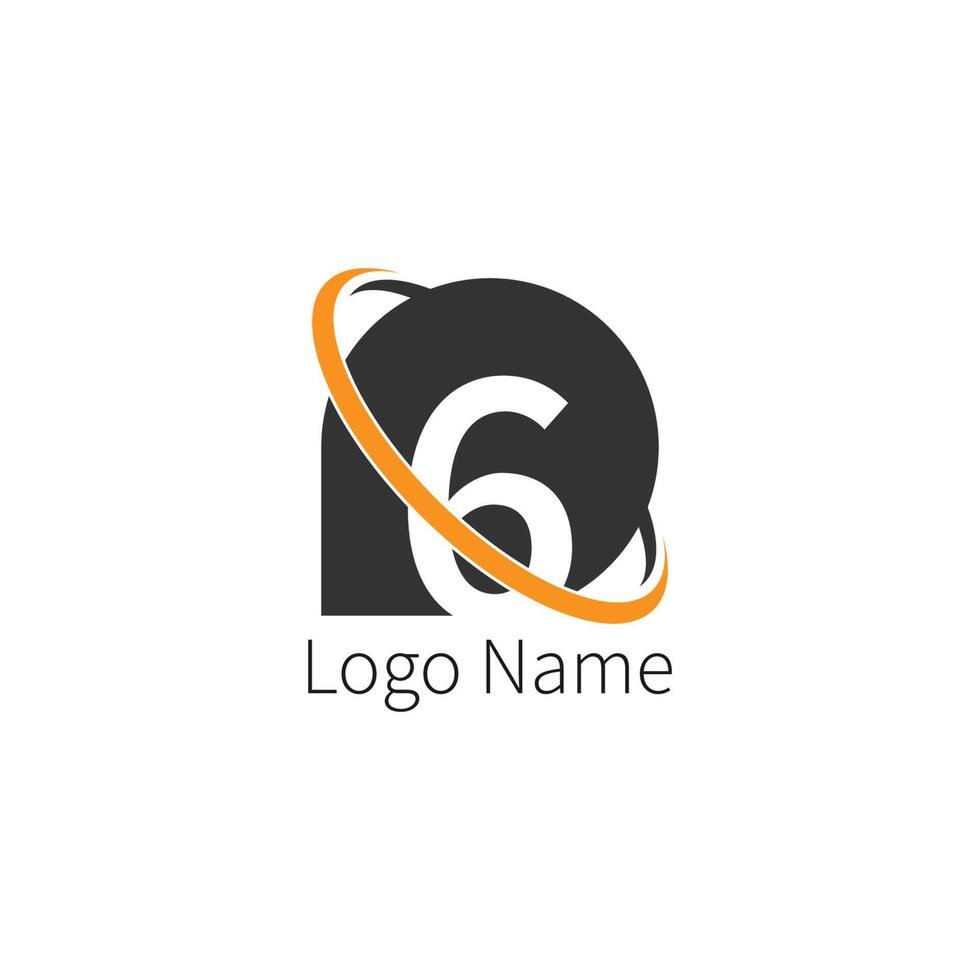 logotipo de icono de círculo número 6, concepto de círculo de icono de número de diseño vector