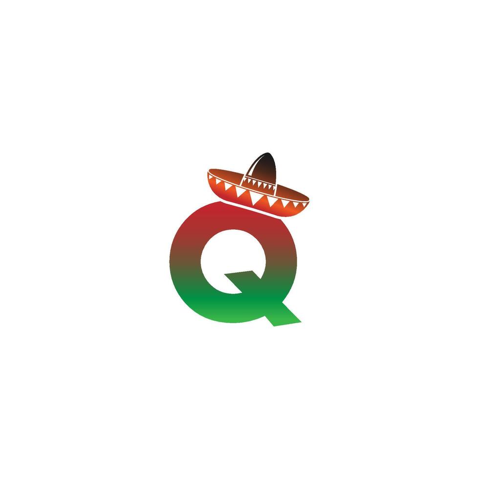 diseño de concepto de sombrero mexicano letra q vector