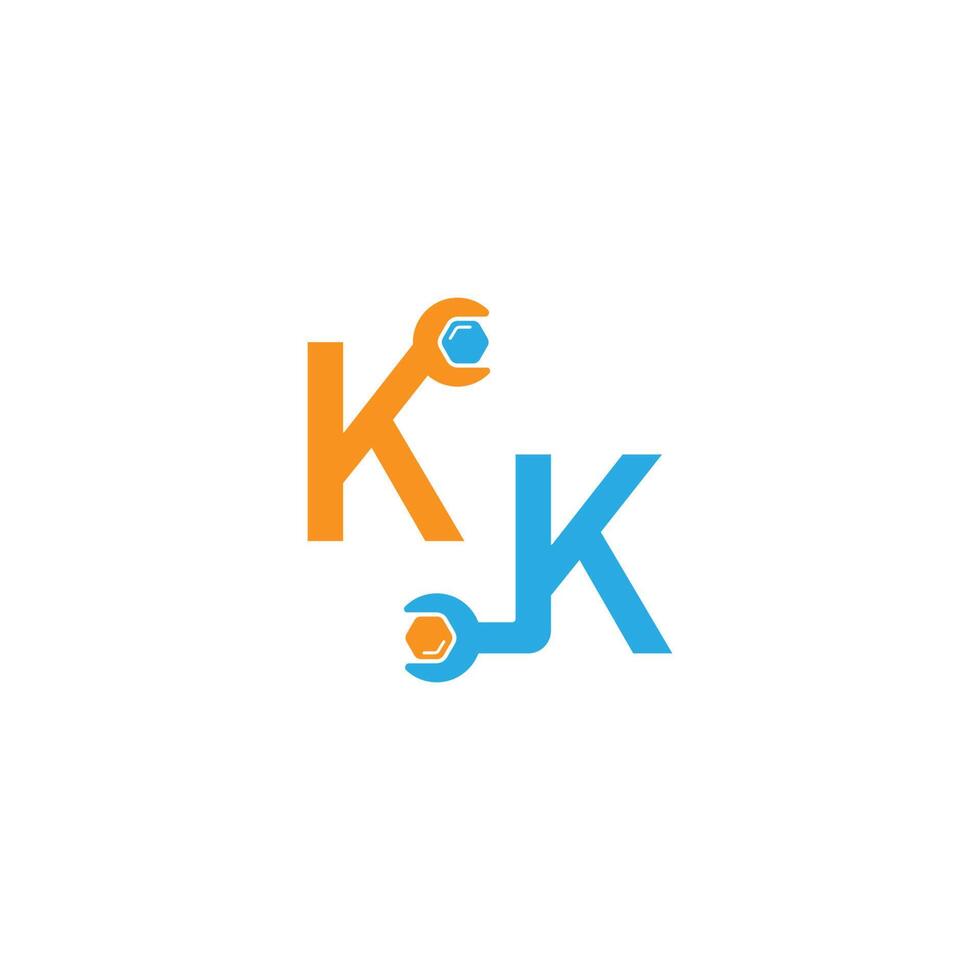 icono del logotipo de la letra k que forma un diseño de llave y perno vector