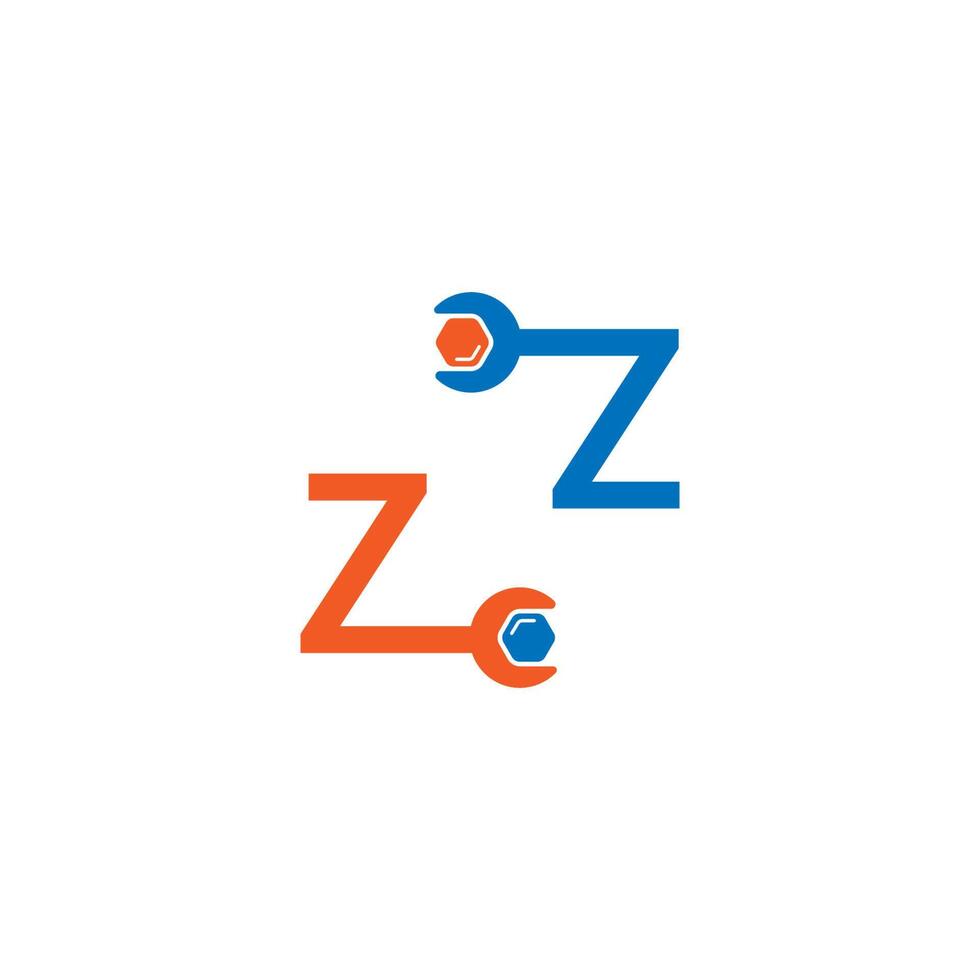 Letter Z  logo icon forming a wrench and bolt design vector