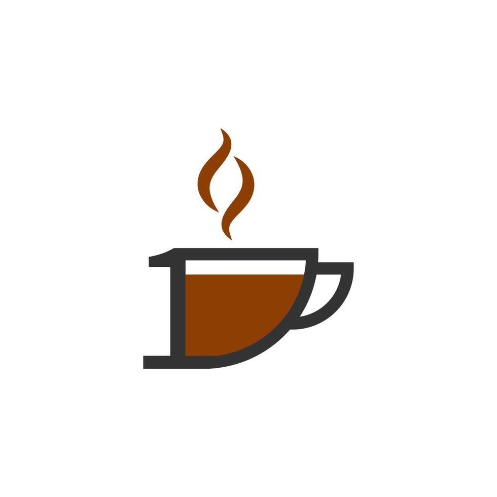 Coffee cup icon design number 1 logo concept vector