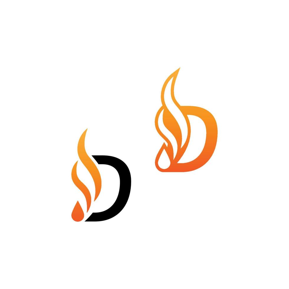 letra d y ondas de fuego, diseño de concepto de icono de logotipo vector