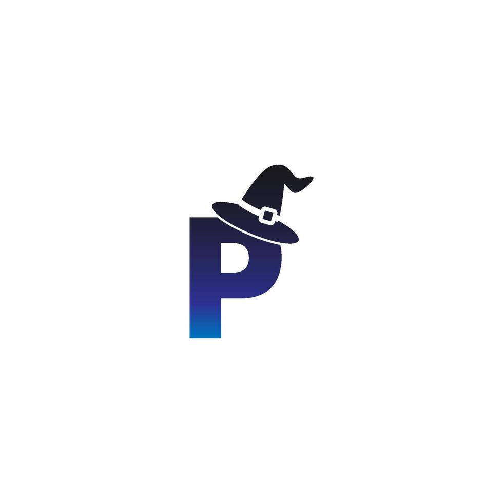 Letter P witch hat concept design vector