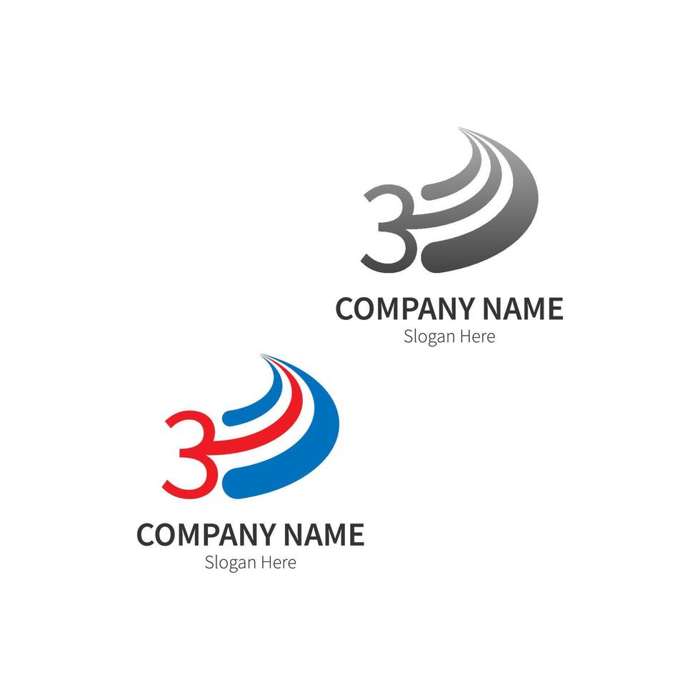 Number 3 Logo Business Template Vector