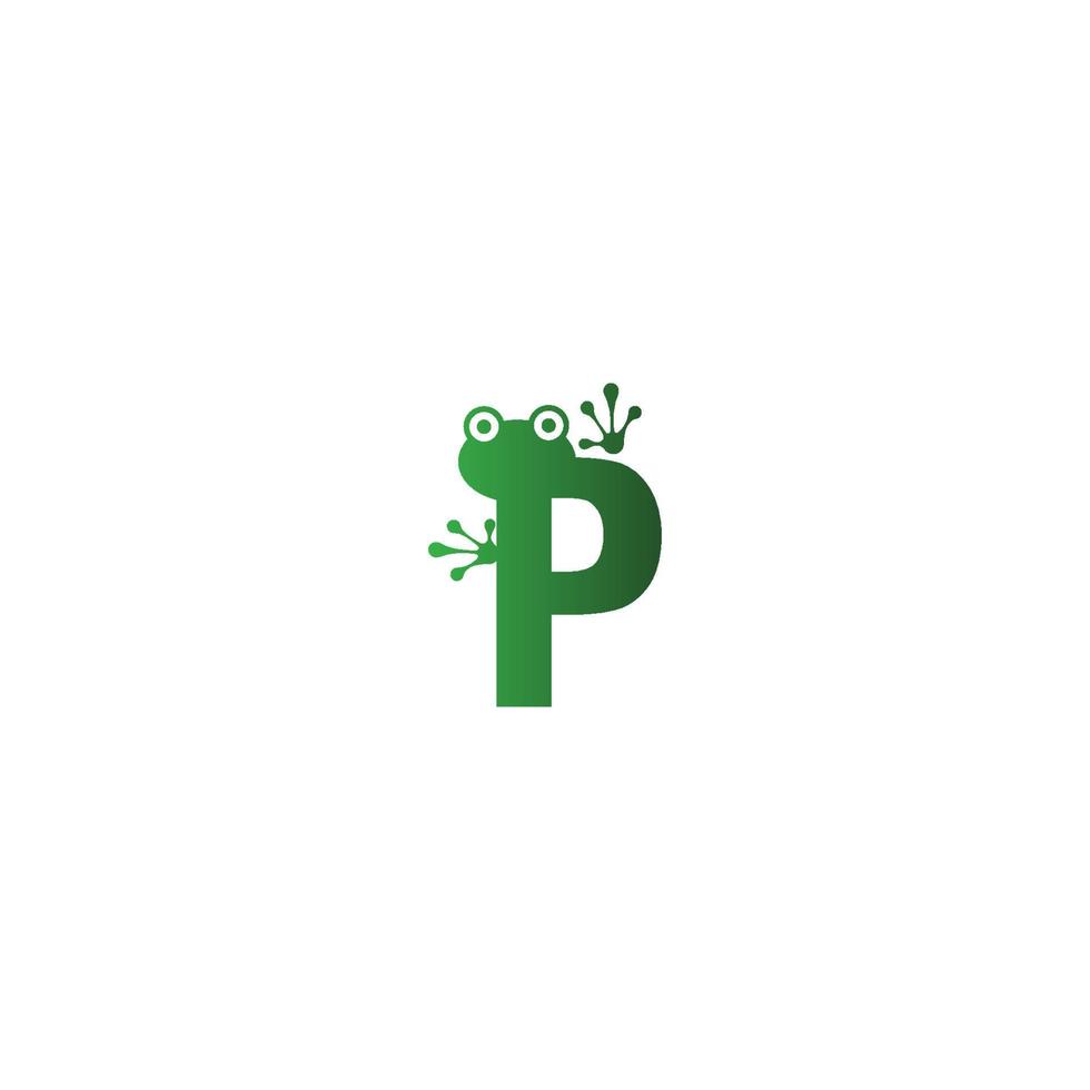concepto de huellas de rana de diseño de logotipo de letra p vector