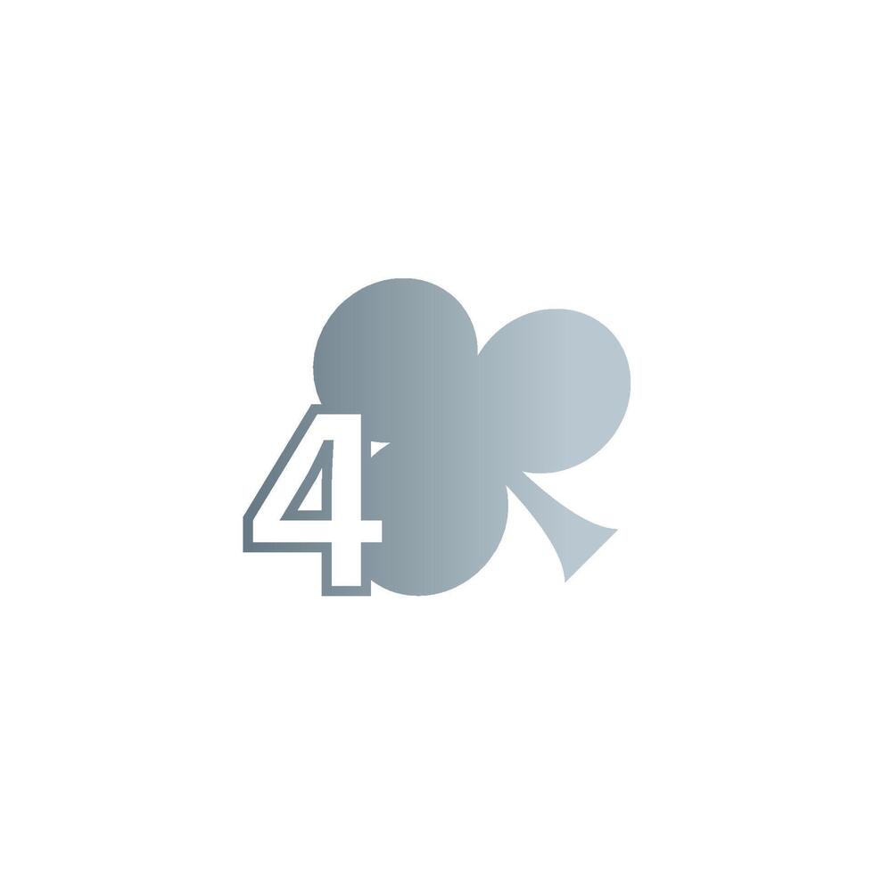 Number 4  logo combined with shamrock icon design vector