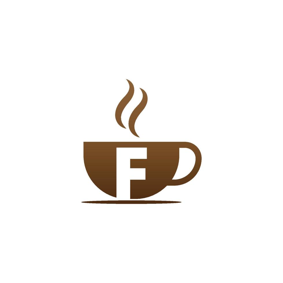 logotipo de la letra f del diseño del icono de la taza de café vector