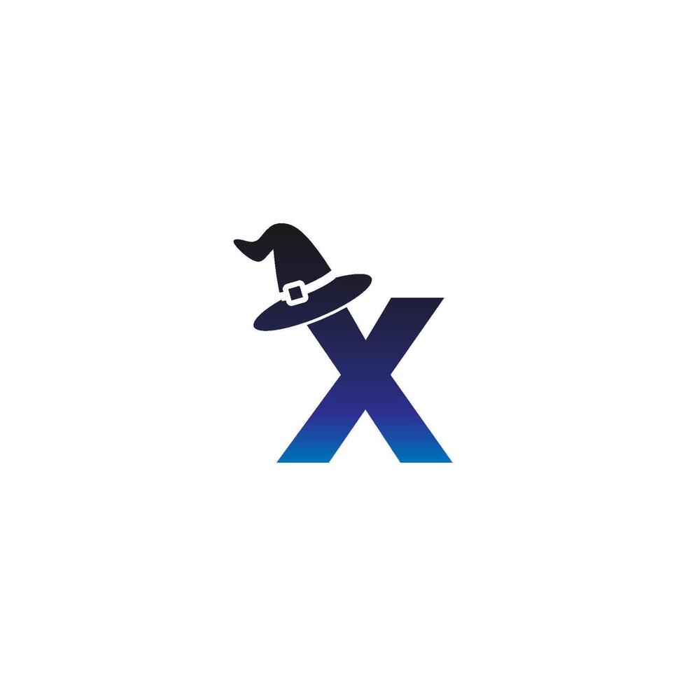 Letter X witch hat concept design vector