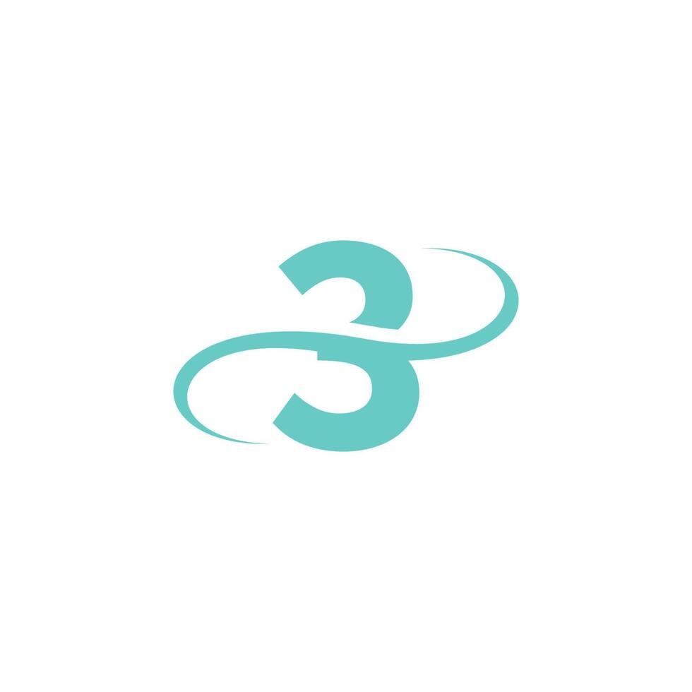 Number 3 logo icon design vector