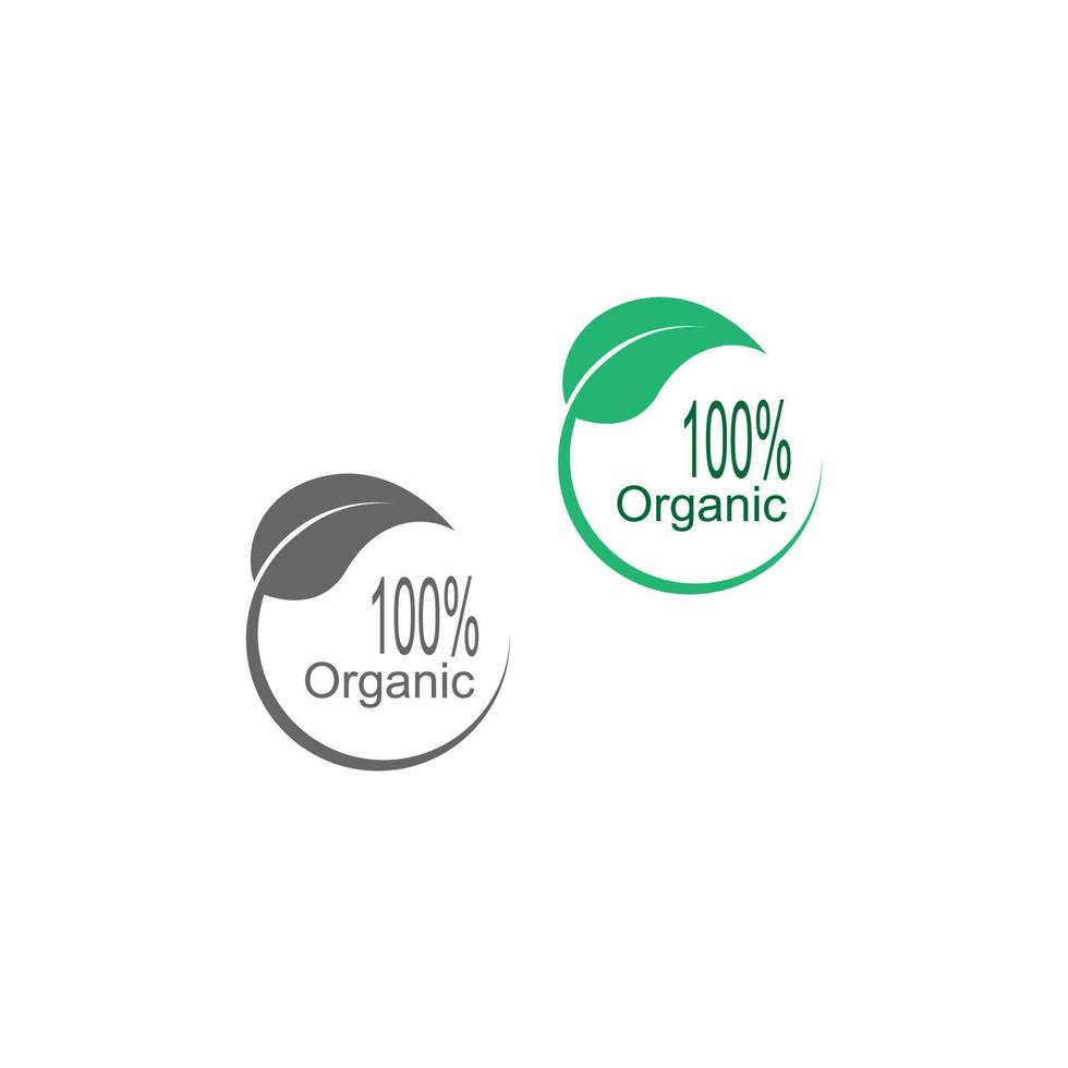 icono 100 por ciento, natural, vegano, orgánico, aniversario, ilustración de diseño de etiquetas vector