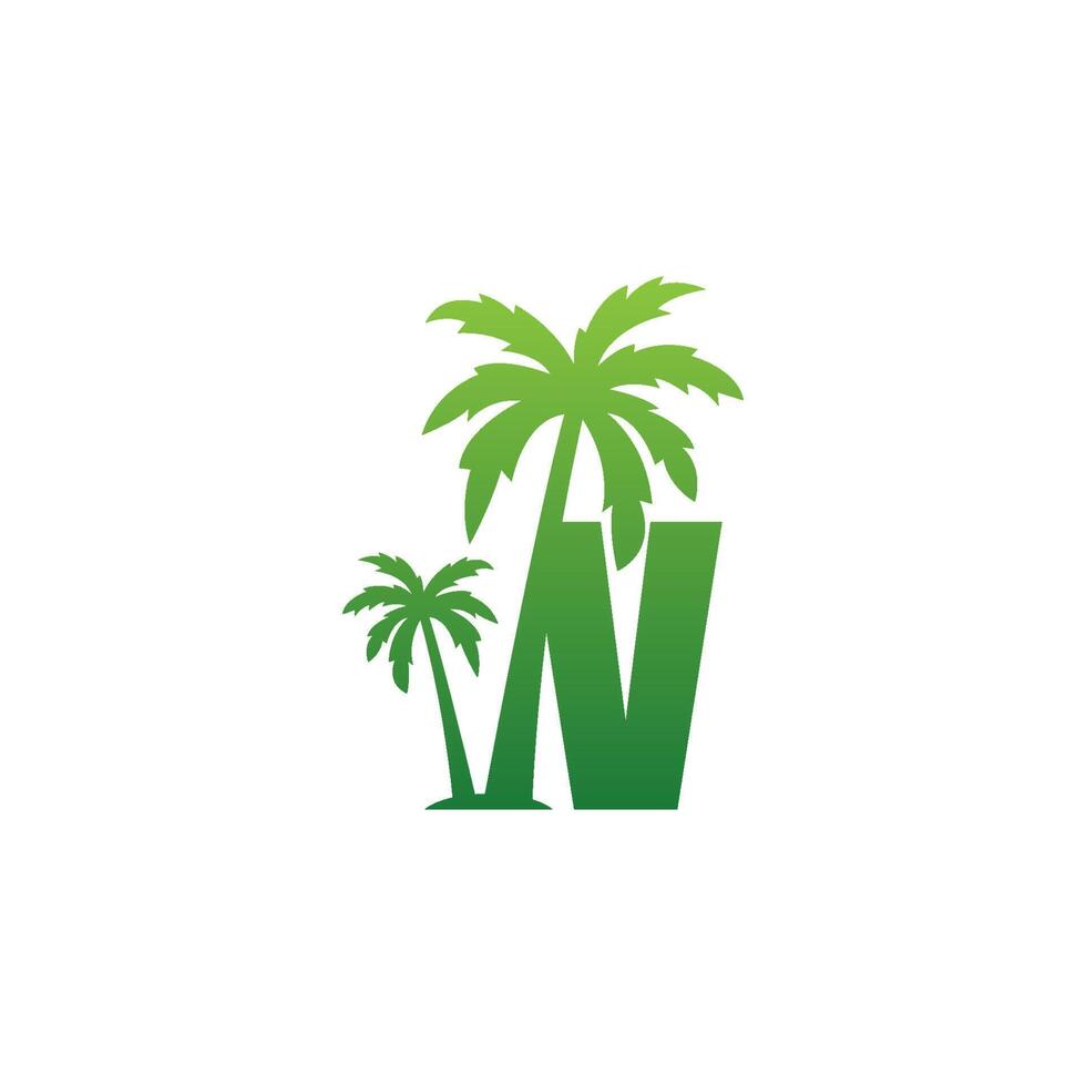 vector de diseño de icono de árbol de coco y logotipo de letra v
