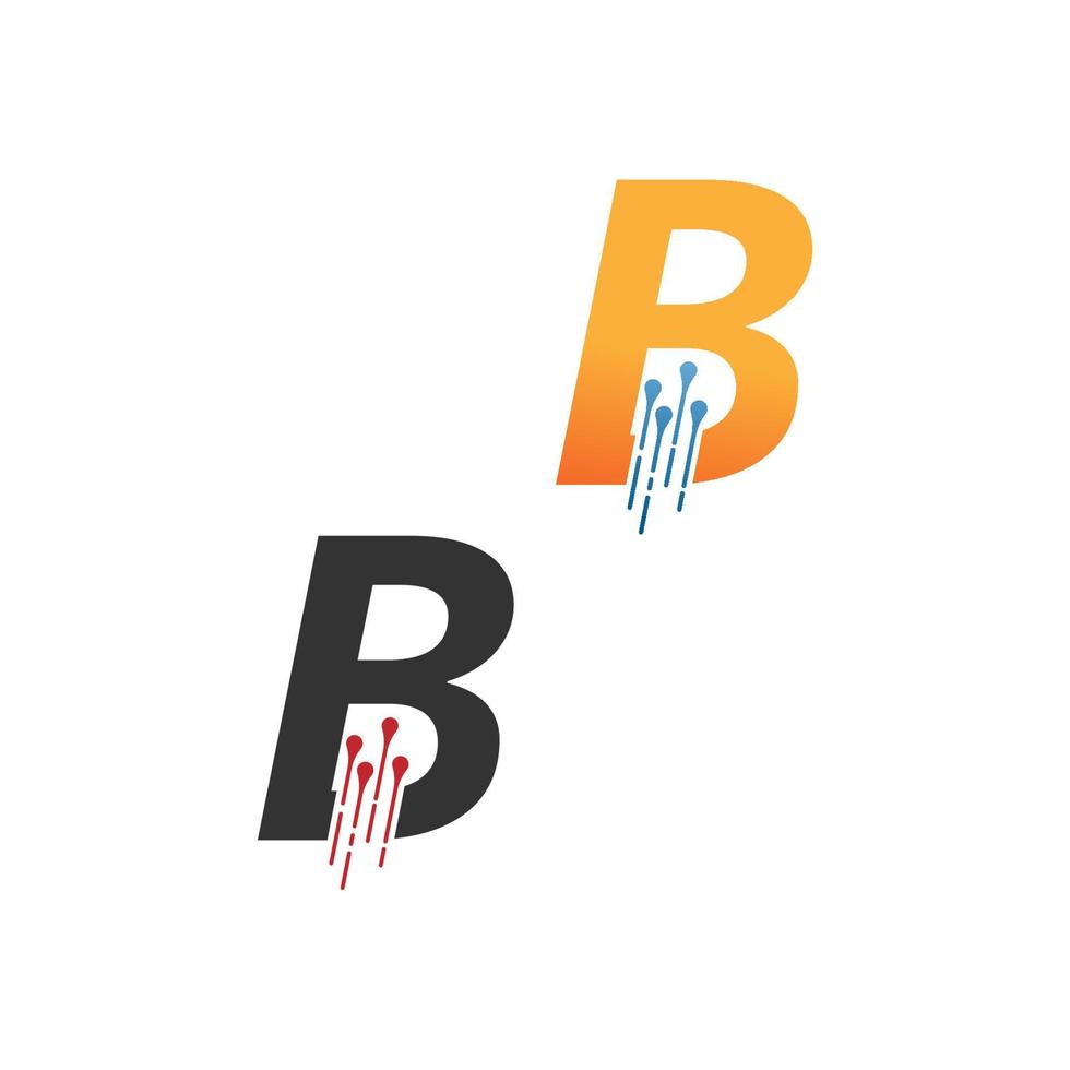 Letter B  simple  tech logo with circuit lines style icon vector