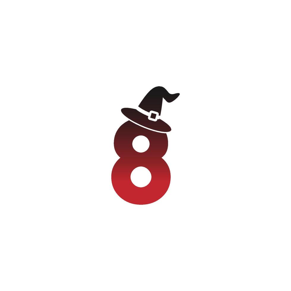 Number 8 witch hat concept design vector