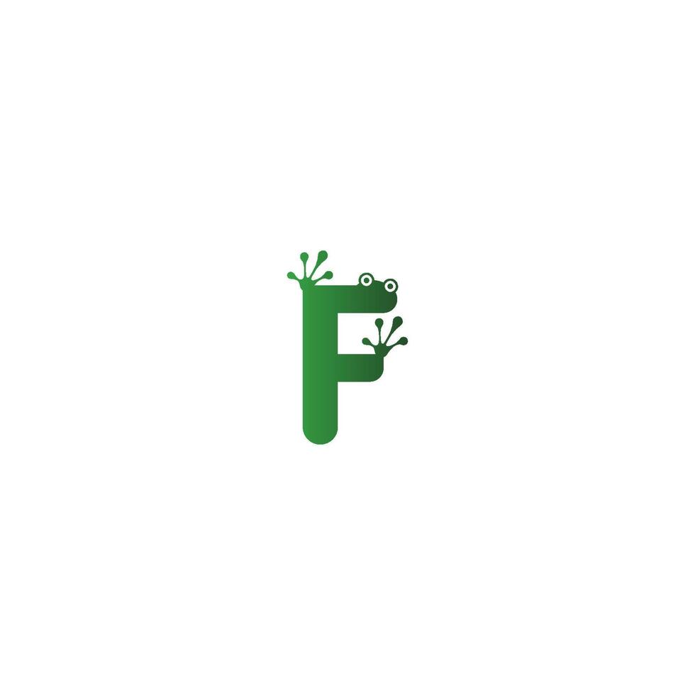 concepto de huellas de rana de diseño de logotipo de letra f vector
