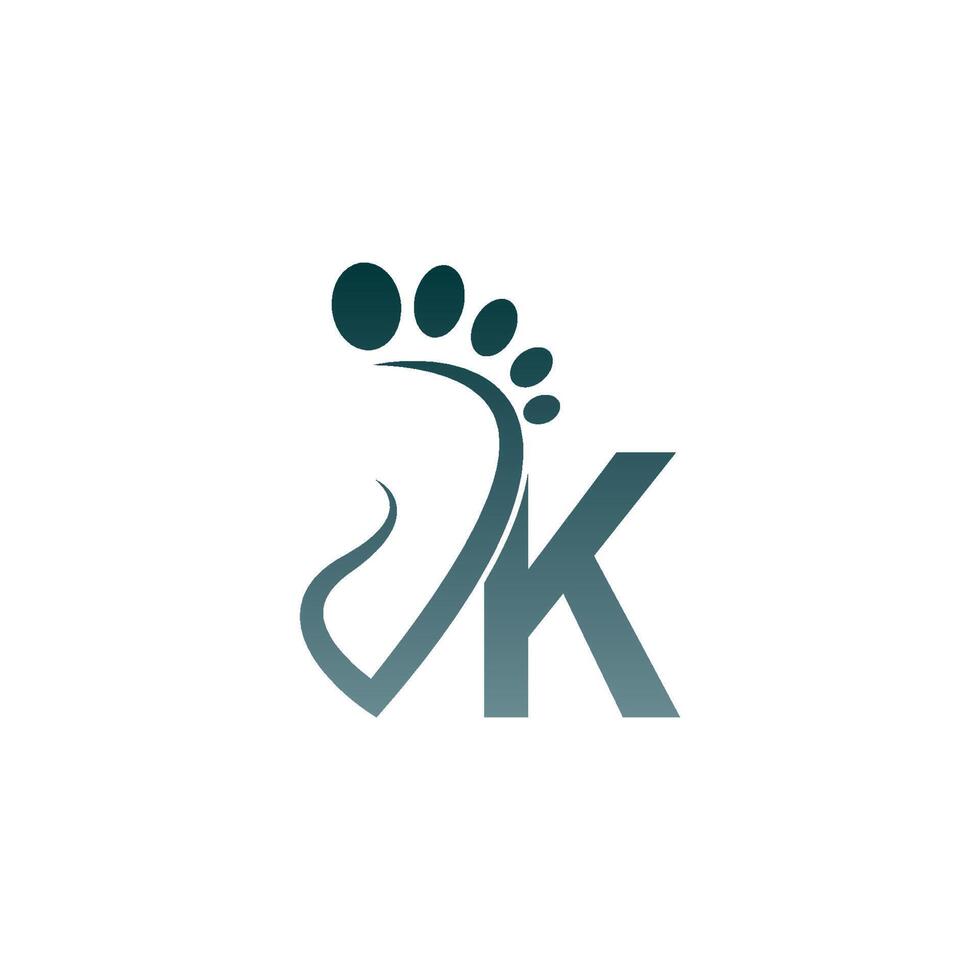 logotipo de icono de letra k combinado con diseño de icono de huella vector