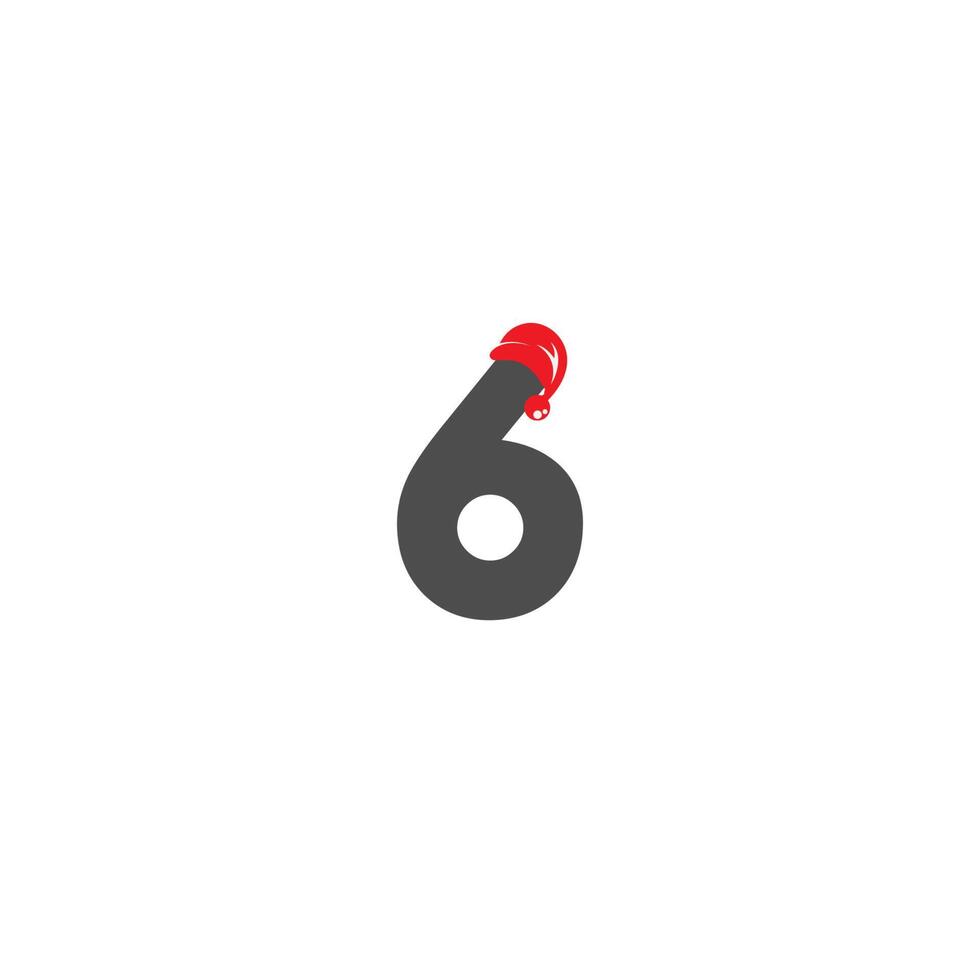 Number 6 Santa hat concept design vector