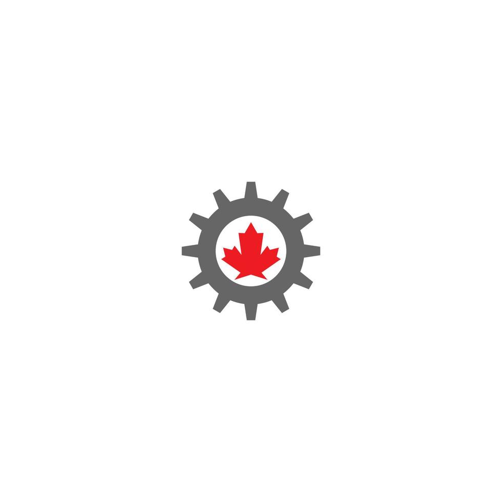 Combination of gear and maple leaf logo icon vector