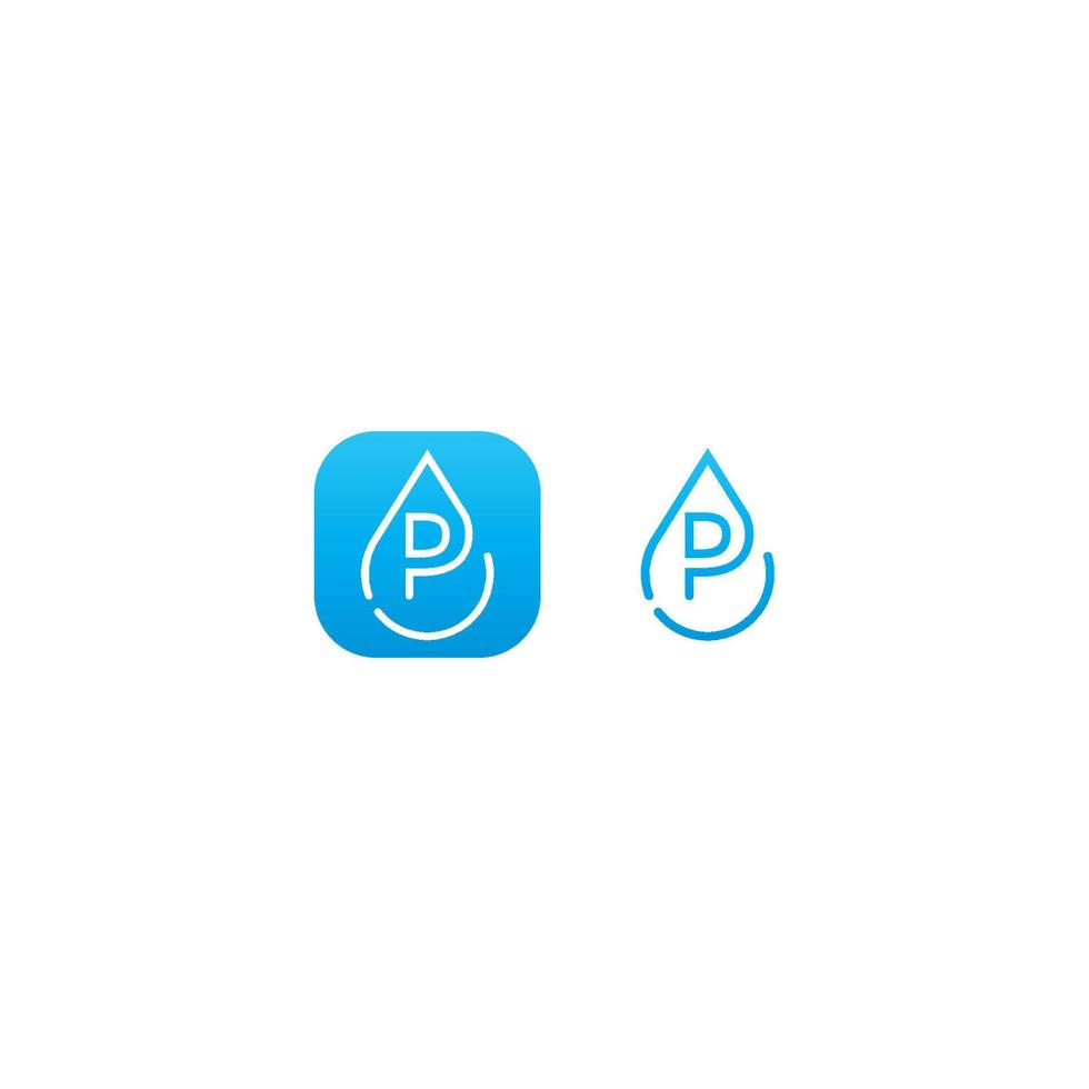Drop water P logo letter design concept vector