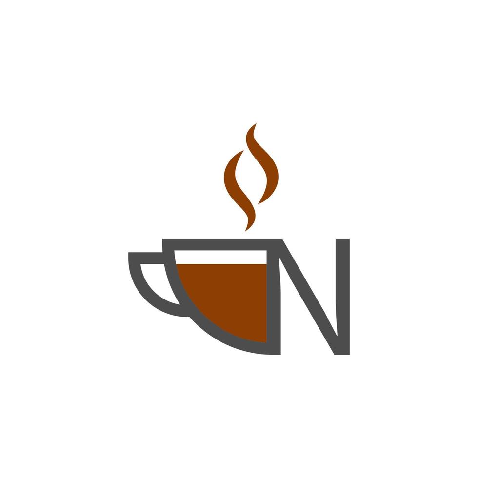 concepto de logotipo de letra n de diseño de icono de taza de café vector