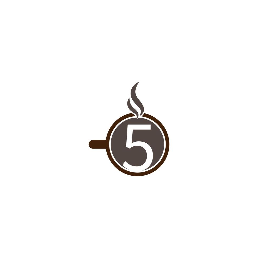 Hot coffee cup themed number icon logo design vector