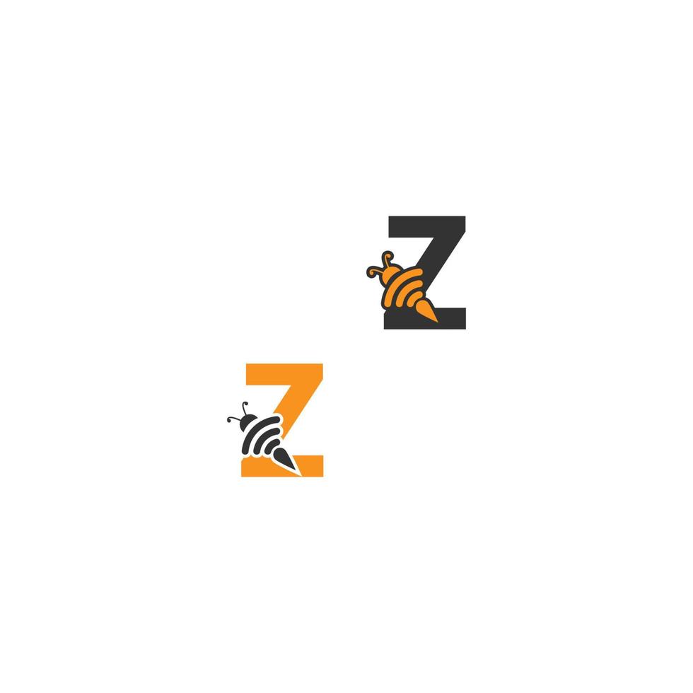 Letter Z with bee icon illustration vector