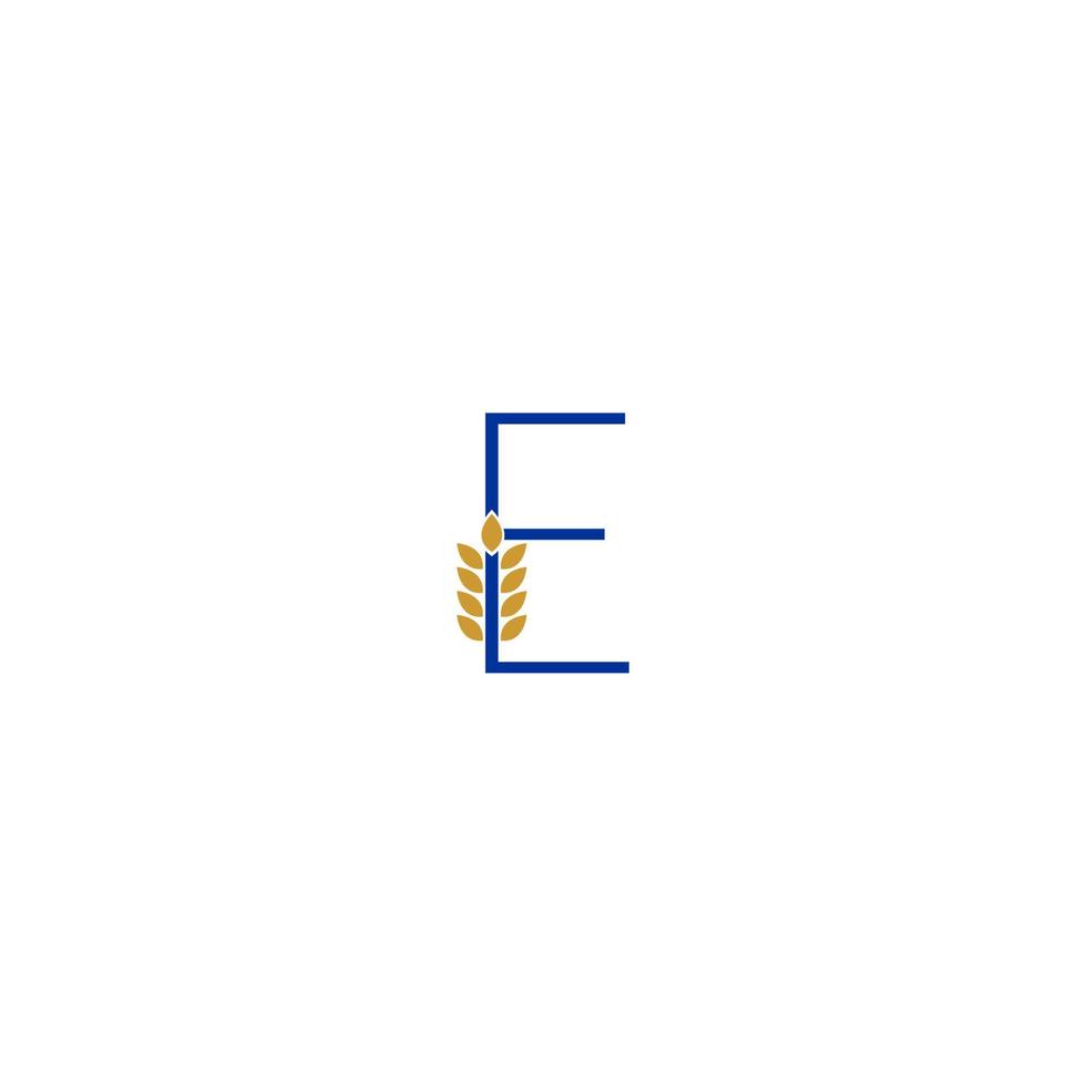 letra e combinada con diseño de logotipo de icono de trigo vector