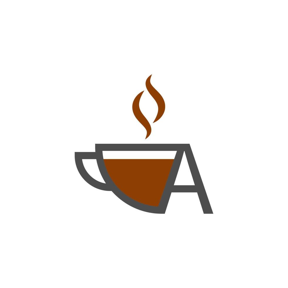 Coffee cup icon design letter  A logo concept vector