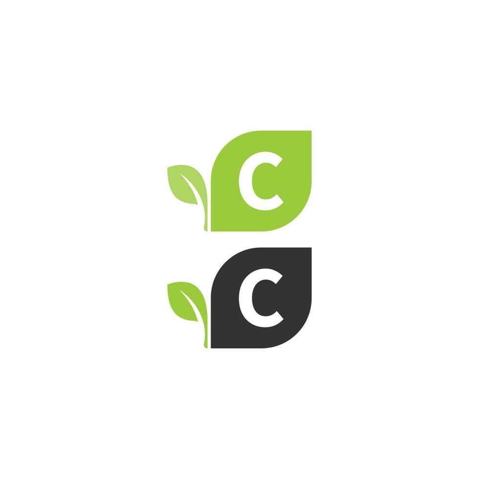 concepto de diseño de icono de hoja de logotipo de letra c vector