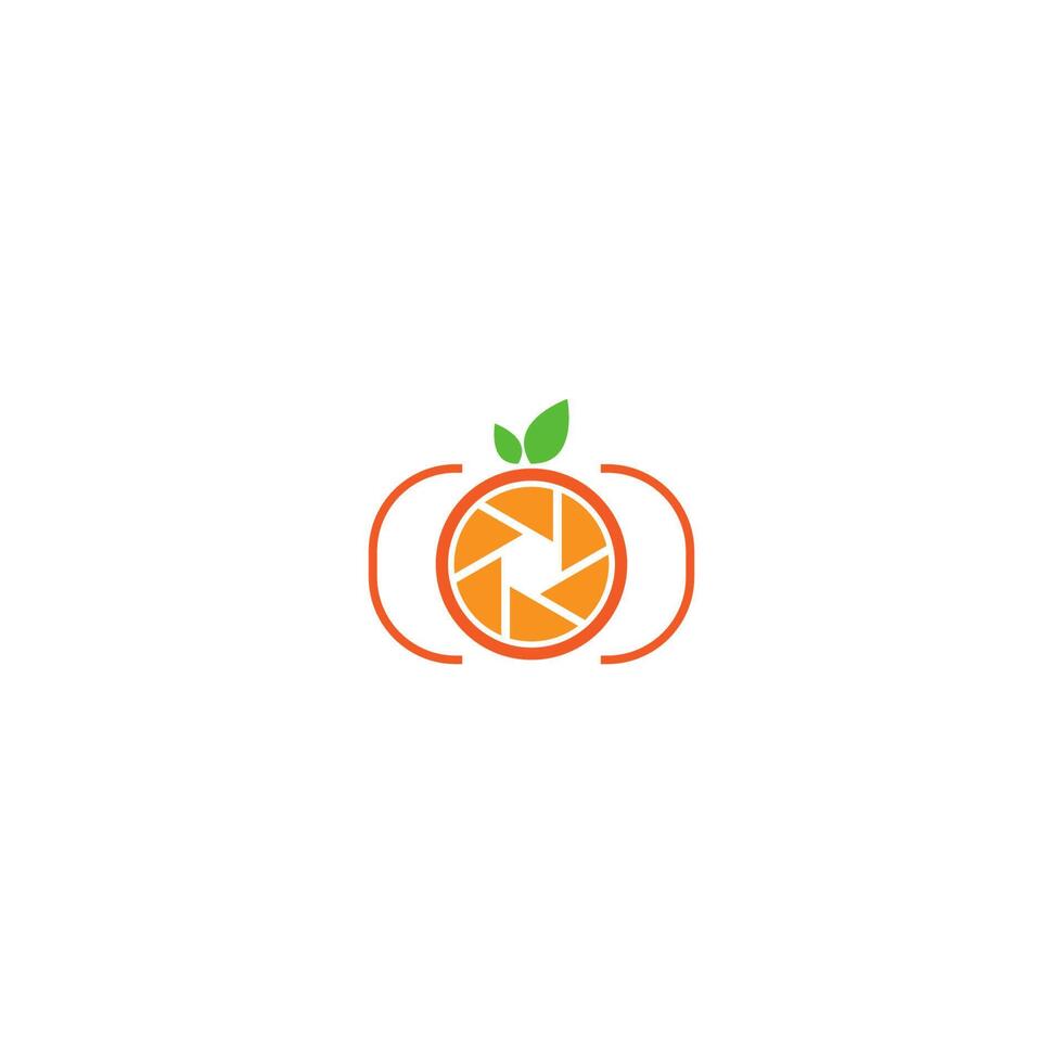 logotipo del obturador de la cámara naranja vector