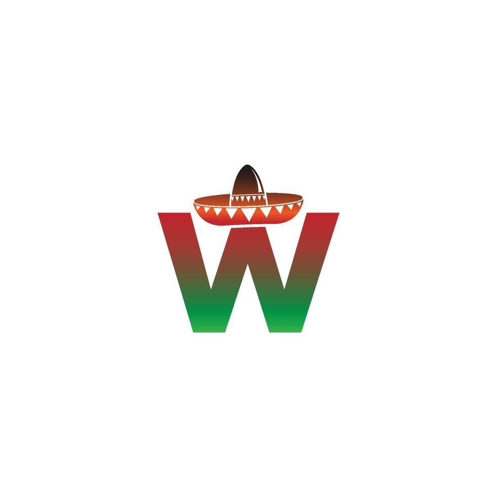 Letter W Mexican hat concept design vector