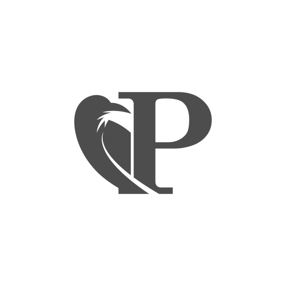 Letter P and crow combination icon logo design vector