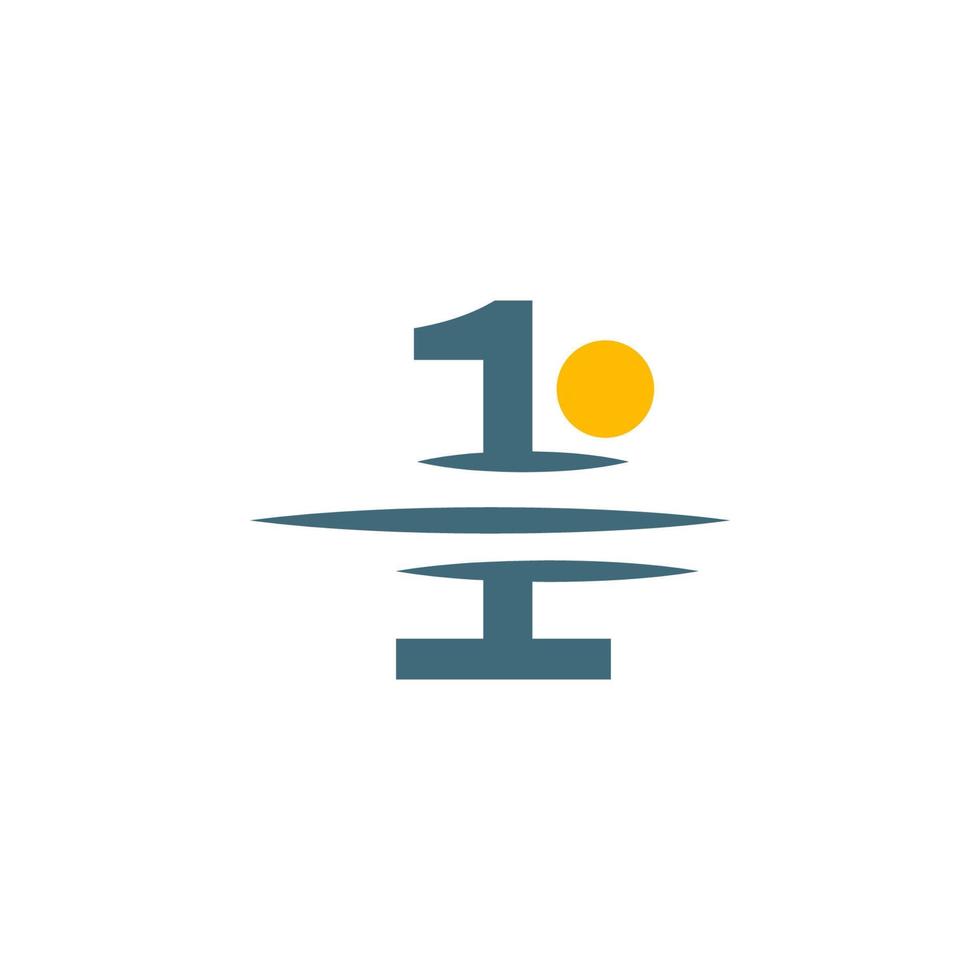 icono de logotipo número 1 con diseño de icono de puesta de sol vector