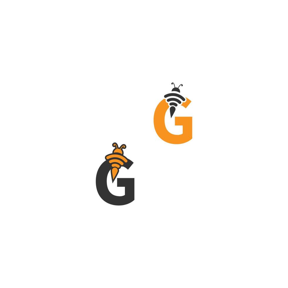 Letter G bee icon  creative design logo vector