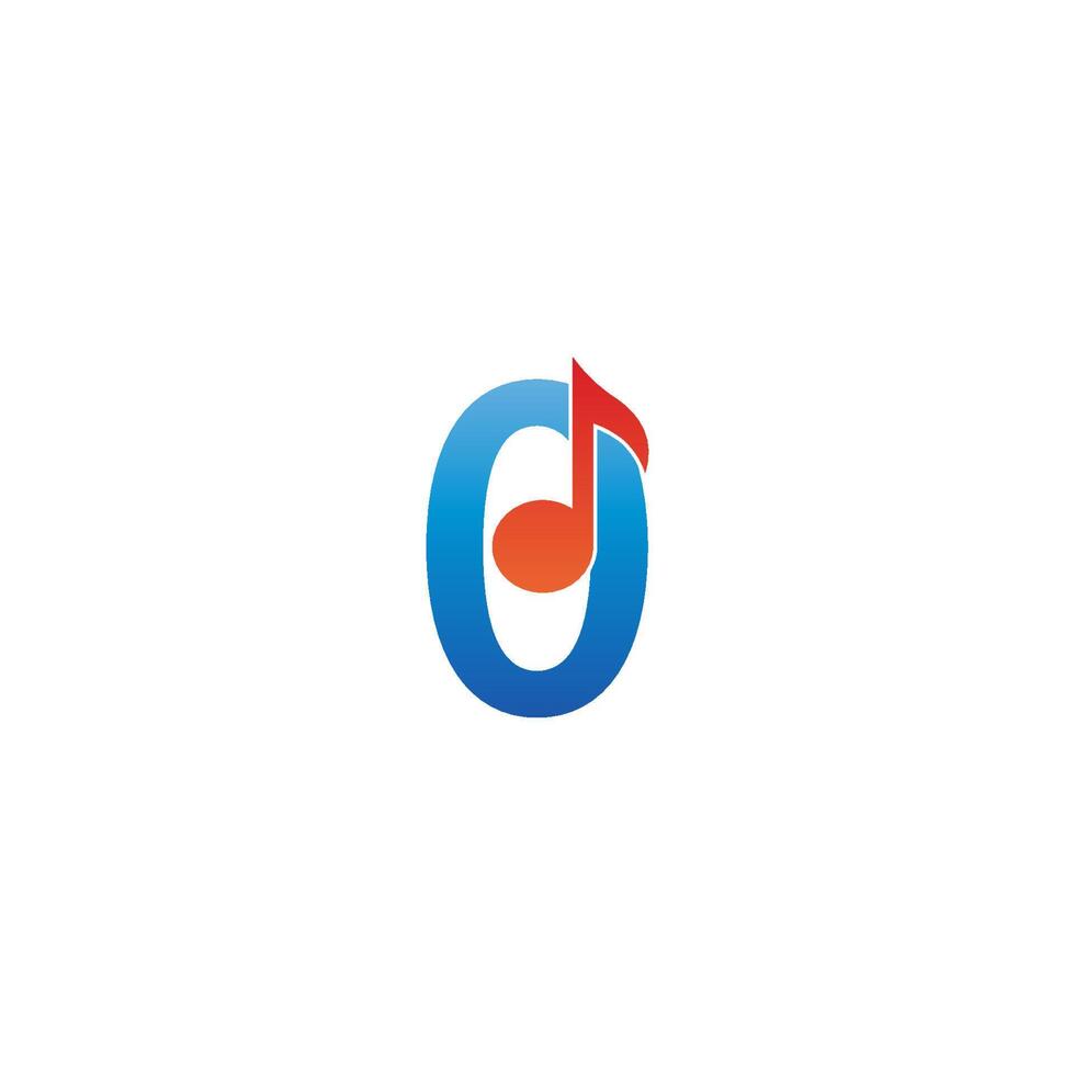 icono del logotipo número 0 combinado con diseño musical de notas vector