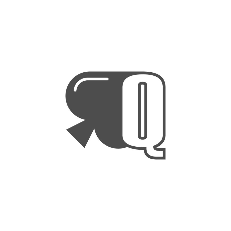 Letter Q logo combined with spade icon design vector