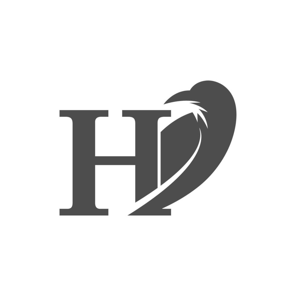 Letter H and crow combination icon logo design vector