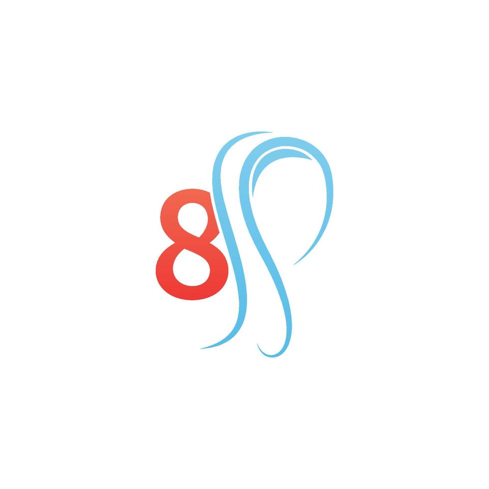número 8 con logotipo de icono de velo, logotipo de hijab vector