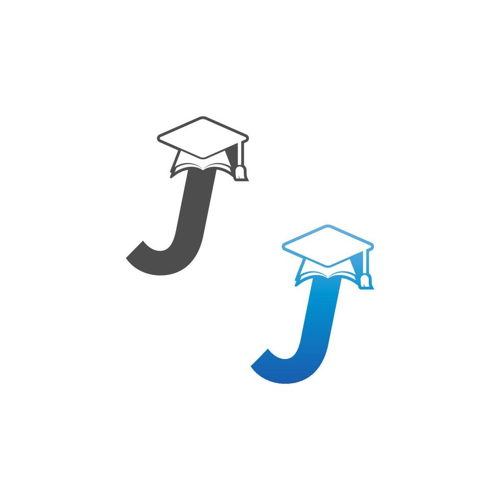 Letter J graduation cap concept design vector