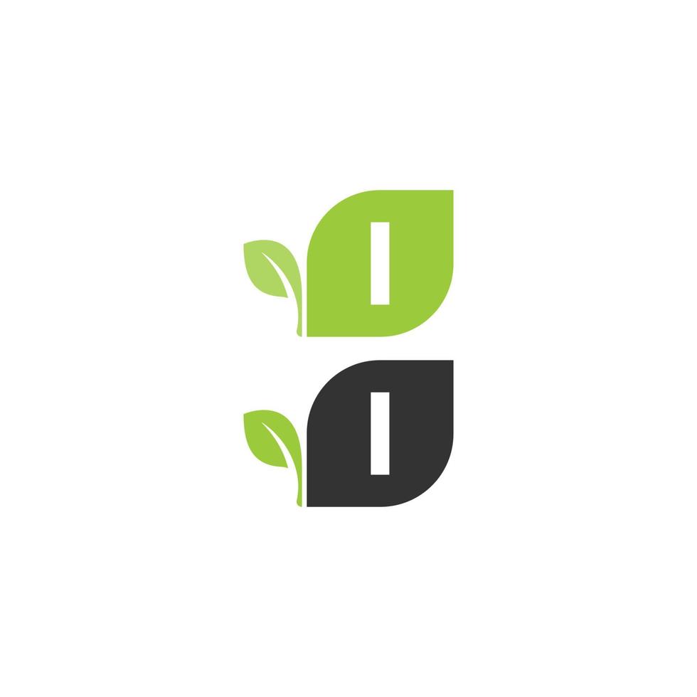 Letter I  logo leaf icon design concept vector
