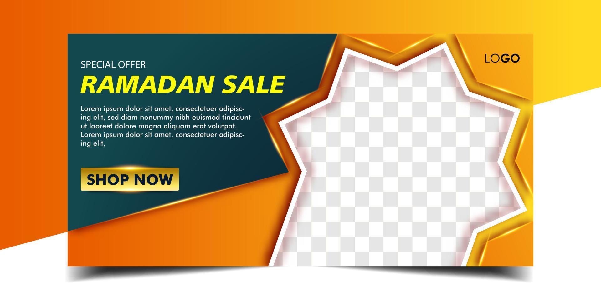 Ramadan sale horizontal banner template vector