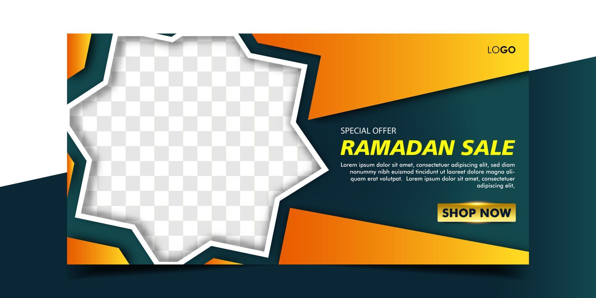 plantilla de banner horizontal de venta de ramadán vector