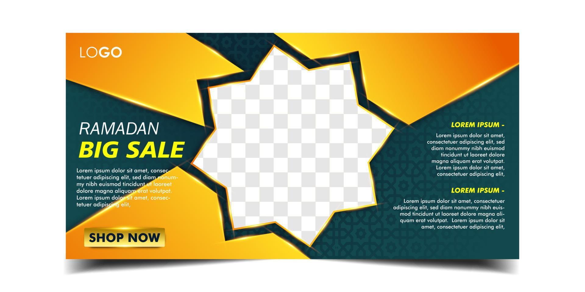 Ramadan sale horizontal banner template vector