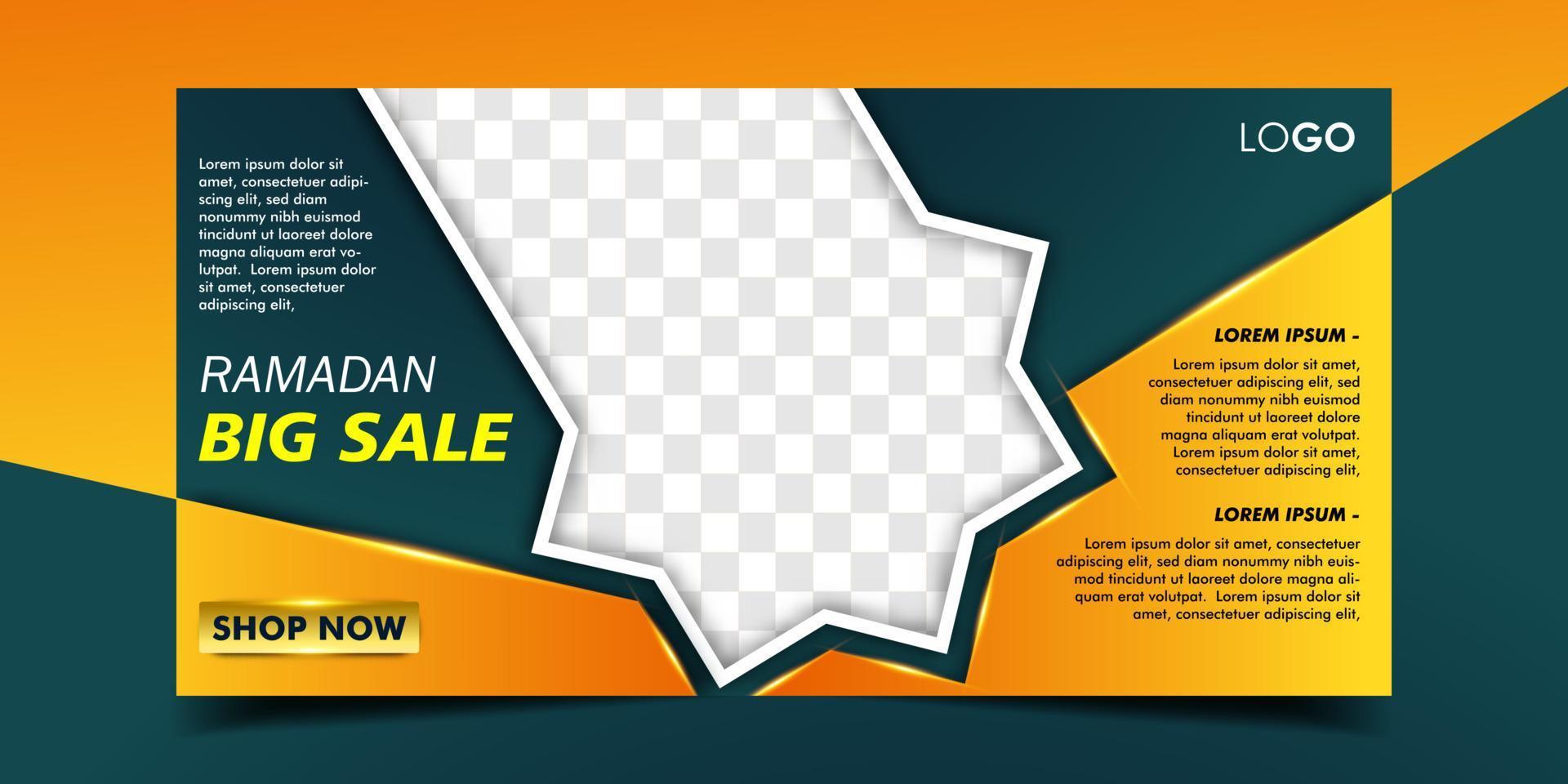 Ramadan sale horizontal banner template vector
