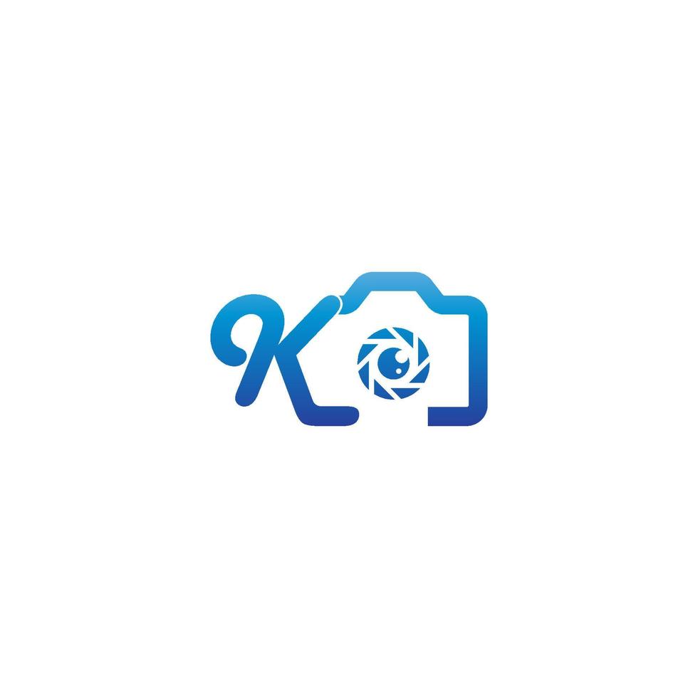 el logotipo de la letra k de la fotografía se combina con el icono de la cámara vector