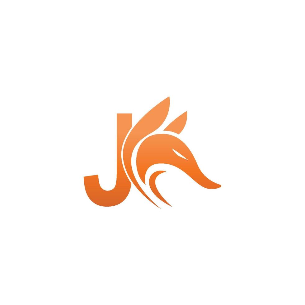 Fox head icon combination with letter J logo icon design vector