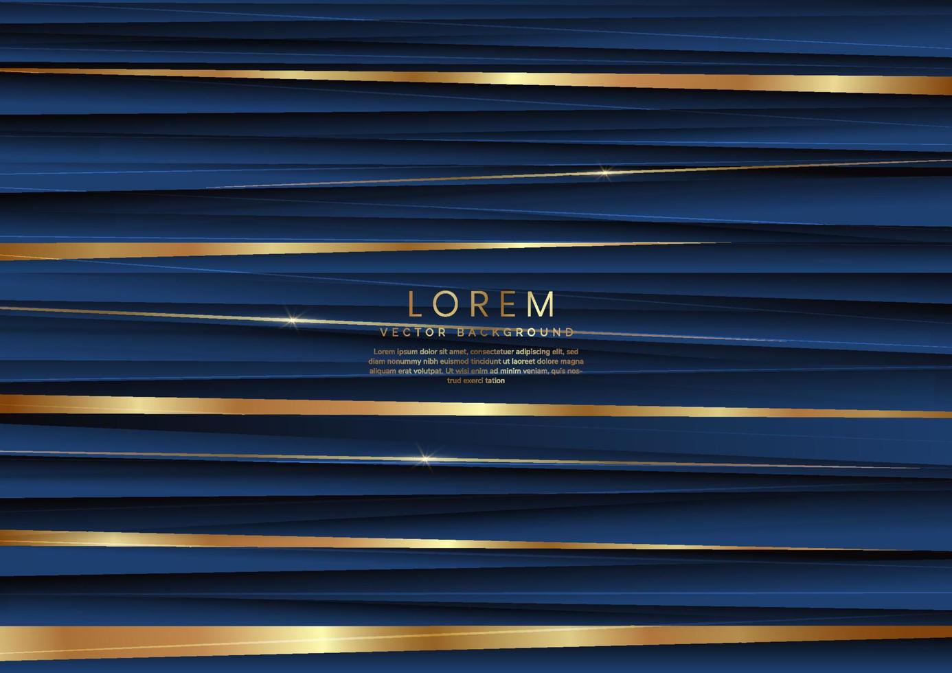 Luxury background blue horizontal oblique lines and gold vector