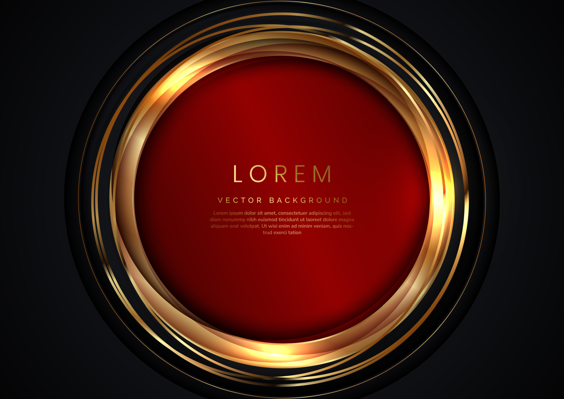 3D modern luxury template design red circle shape and golden circle line on  black background. 7054725 Vector Art at Vecteezy