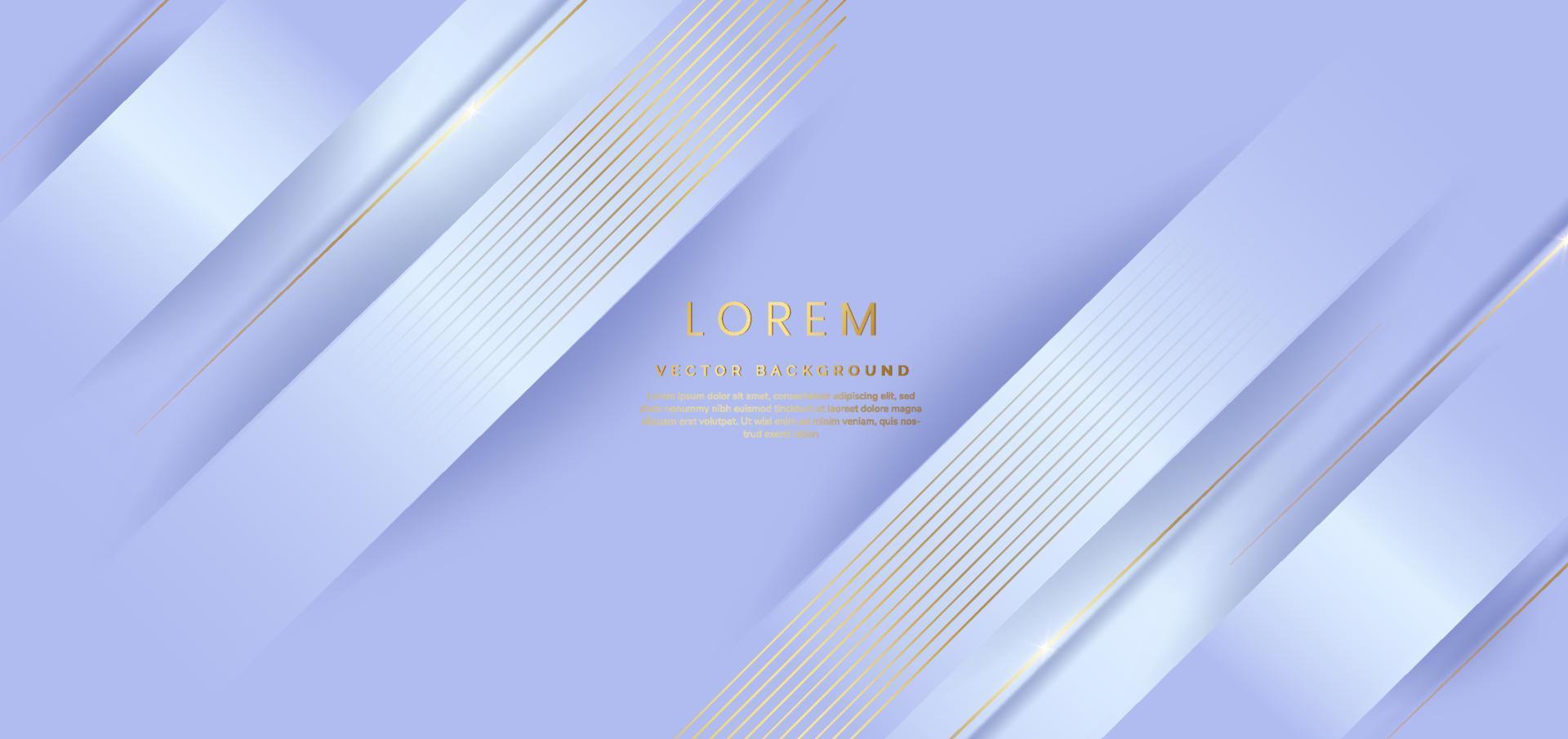 Abstract 3d template soft purple background with gold lines diagonal sparking with copy space for text. Luxury style. vector